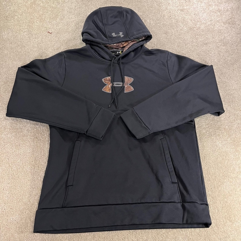 Under Armour Hoodie Mens Large Black Camo Logo Storm Pullover Outdoor‎